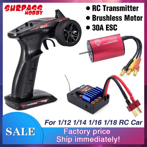 SURPASS HOBBY RC Transmitter w/Receiver Waterproof Motor ESC Comb Set for RC Car