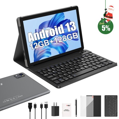 Tablet 10.1 inch Android 13 12GB RAM +128GB ROM 7000mAh 5G WIFI Quad-Core IPS HD