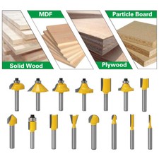 15 Pcs 1/4" Shank Slotting/Straight/Trimming/Dado Router Bit Set