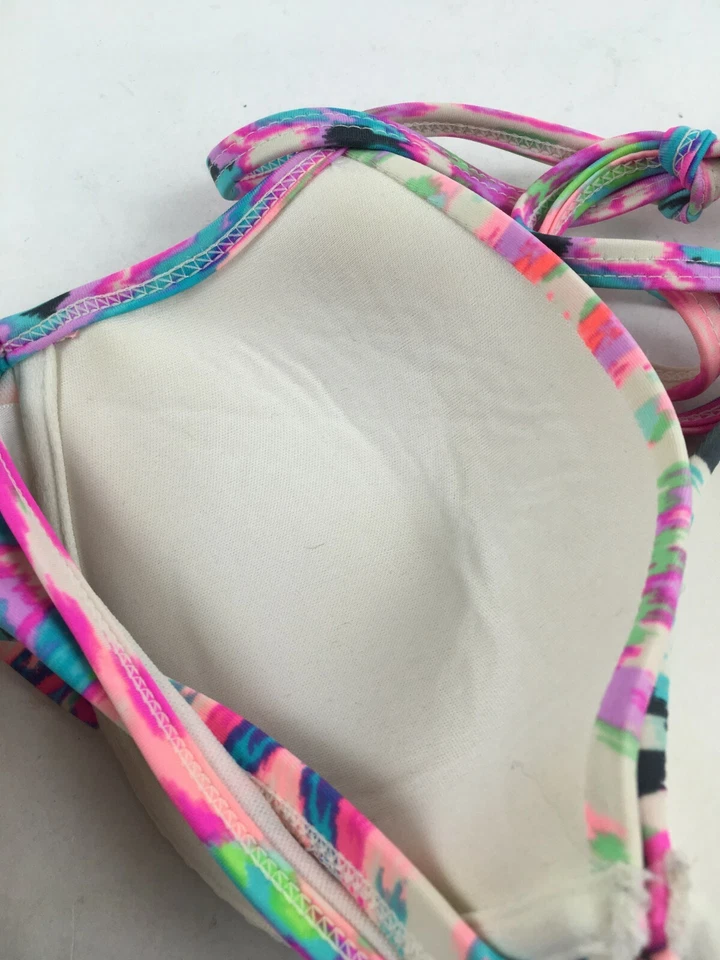 Top de bikini Xhilaration para mujer talla mediana multicolor estilo halter y corbata Foto 4 de 4