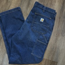 105119-H44 Carhartt Relaxed Fit Jeans Blue Denim Mens Size 38X32