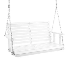 VEVOR 4ft Porch Swing Bench Wooden Hanging Outdoor Garden Patio Courtyard White