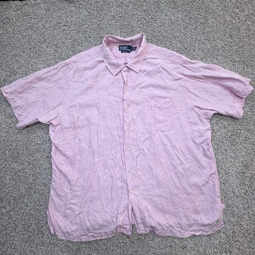 Polo Ralph Lauren Caldwell Men's Short Sleeve Hawaiian Camp Shirt Size XXL Pink - Picture 2 of 7