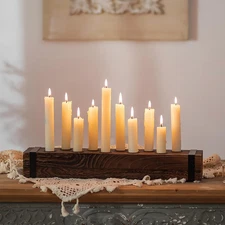 Wood Candelabra for Table Centerpiece: 16.5 Inch Long Taper Candle Holder - Farm