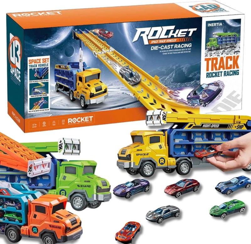 Hot Carrier Transport Truck Toys for Kids, 7-in-1 Big Storage Truck