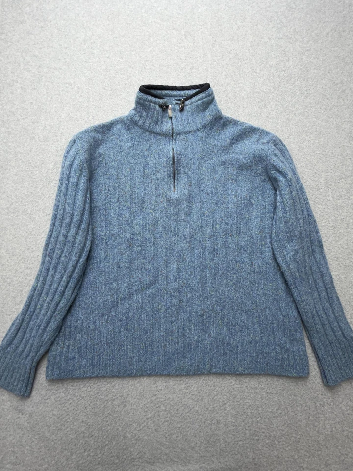 Suéter Ermenegildo Zegna Para Hombres XL Azul Media Cremallera Cuello Simulado Lana Cachemira Acanalado Foto 2 de 4