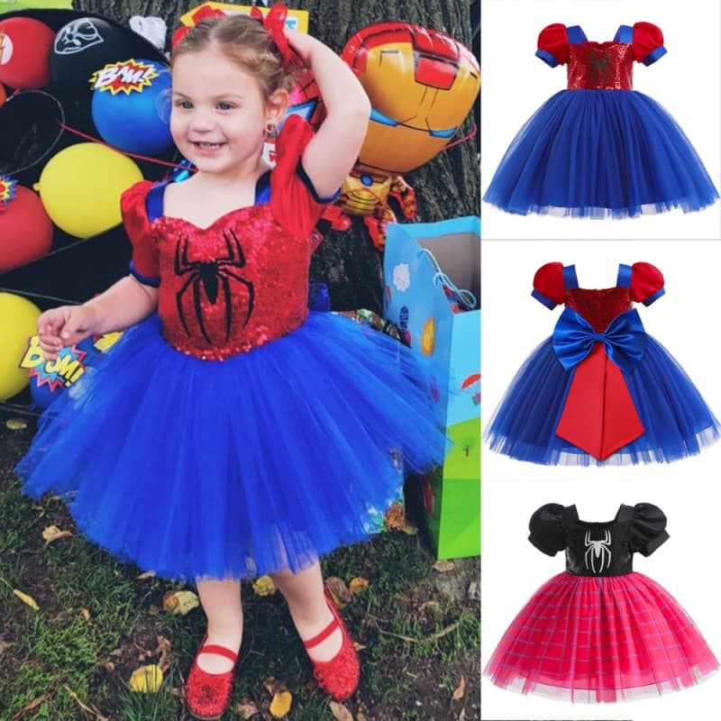 Niños Niñas Spidergirl Princesa Disfraz Tutú Vestido Fiesta Falda Elegante Halloween Reino Unido