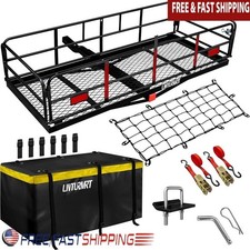 Heavy Duty Hitch Cargo Carrier Basket W/ Waterproof Bag  Net 500LBS Capacity US