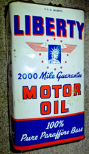 Vintage 5 U.S. Quarts Metal LIBERTY The 2000 Mile Motor Oil Can
