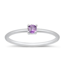 Purple CZ Beautiful Ring New .925 Sterling Silver Solitaire Band Sizes 3-10