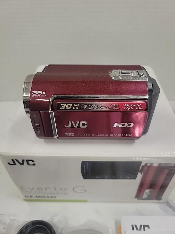 JVC Everio GZ-MG330RU Hybrid 30GB Hard Disk Digital Camcorder Red Tested Works - Image 2 of 4
