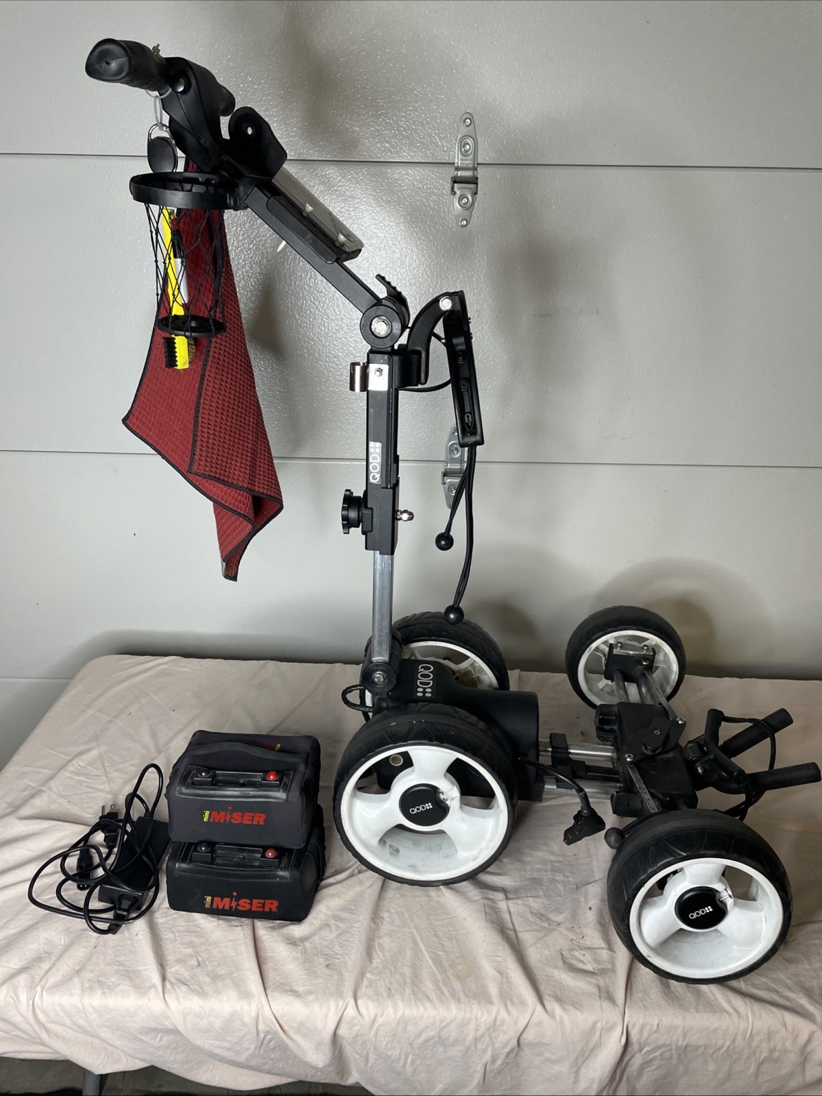 QOD Electric Motorized Golf Push Cart Caddy - Includes Two Lithium Batteries!