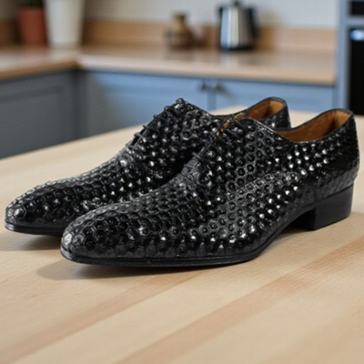 #ad Ivan Troy Baye Black Oxford Dress Shoes For Men#x27;s Made in Italyy $180.00