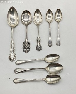 Sterling Silver Spoon Lot 8 Piece Assorted Vintage Patterns 145g