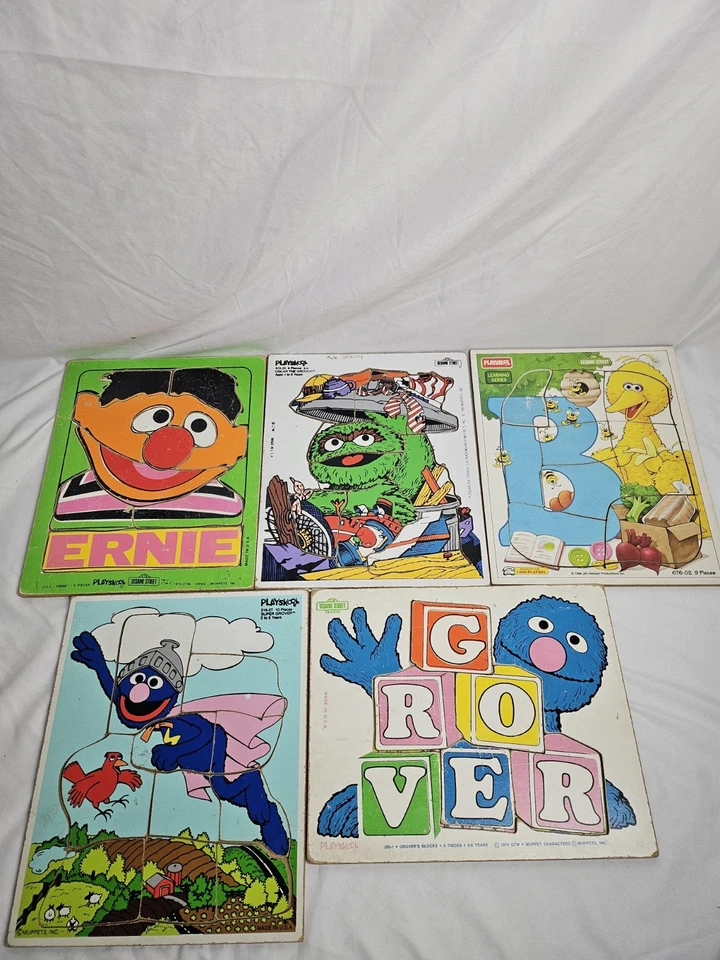 Lote de 17 rompecabezas de madera Playskool de colección para niños Plaza Sésamo Mickey Disney años 80’s Foto 4 de 4