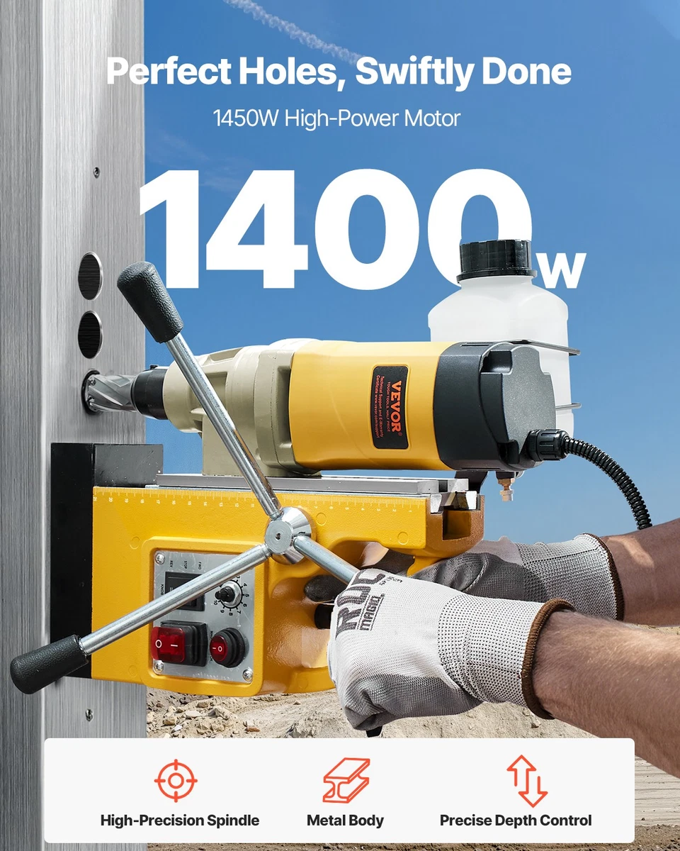 Taladro magnético VEVOR 1400 W taladro de columna eléctrico magnético de 12800 N