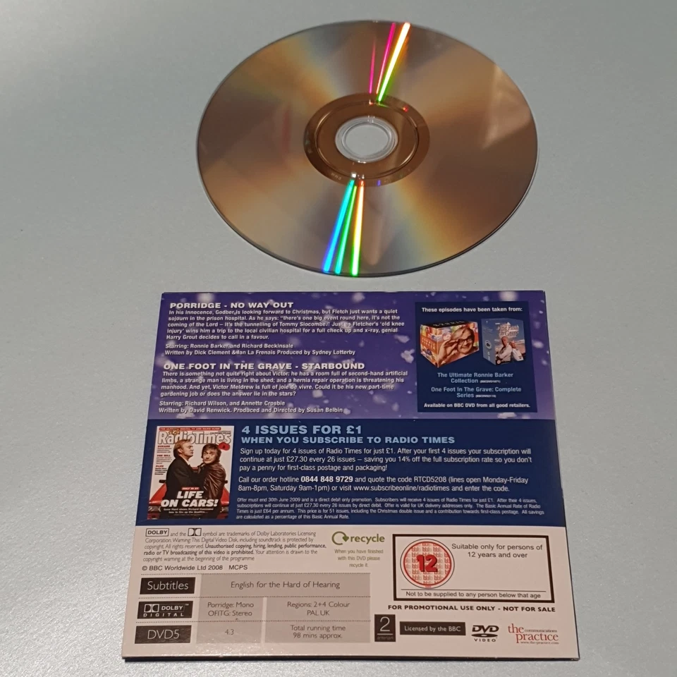 Porridge & One Foot In The Grave - Christmas Comedy - TV Episodes - Promo DVD - Image 2 of 3