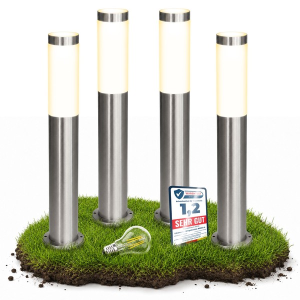 4X Wegeleuchte BOSEA-A Edelstahl IP44 Inkl. Led E27 Birne Warmweiß 4W AußEnlampe-image
