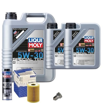 Motoröl 5W30 LIQUI MOLY 7L+MAHLE Ölfilter+Spülung+Ölablassschraube