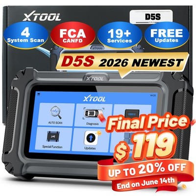 2026 XTOOL D5S Car OBD2 Scanner ABS SRS Transmission Engine Diagnostic Tool FCA