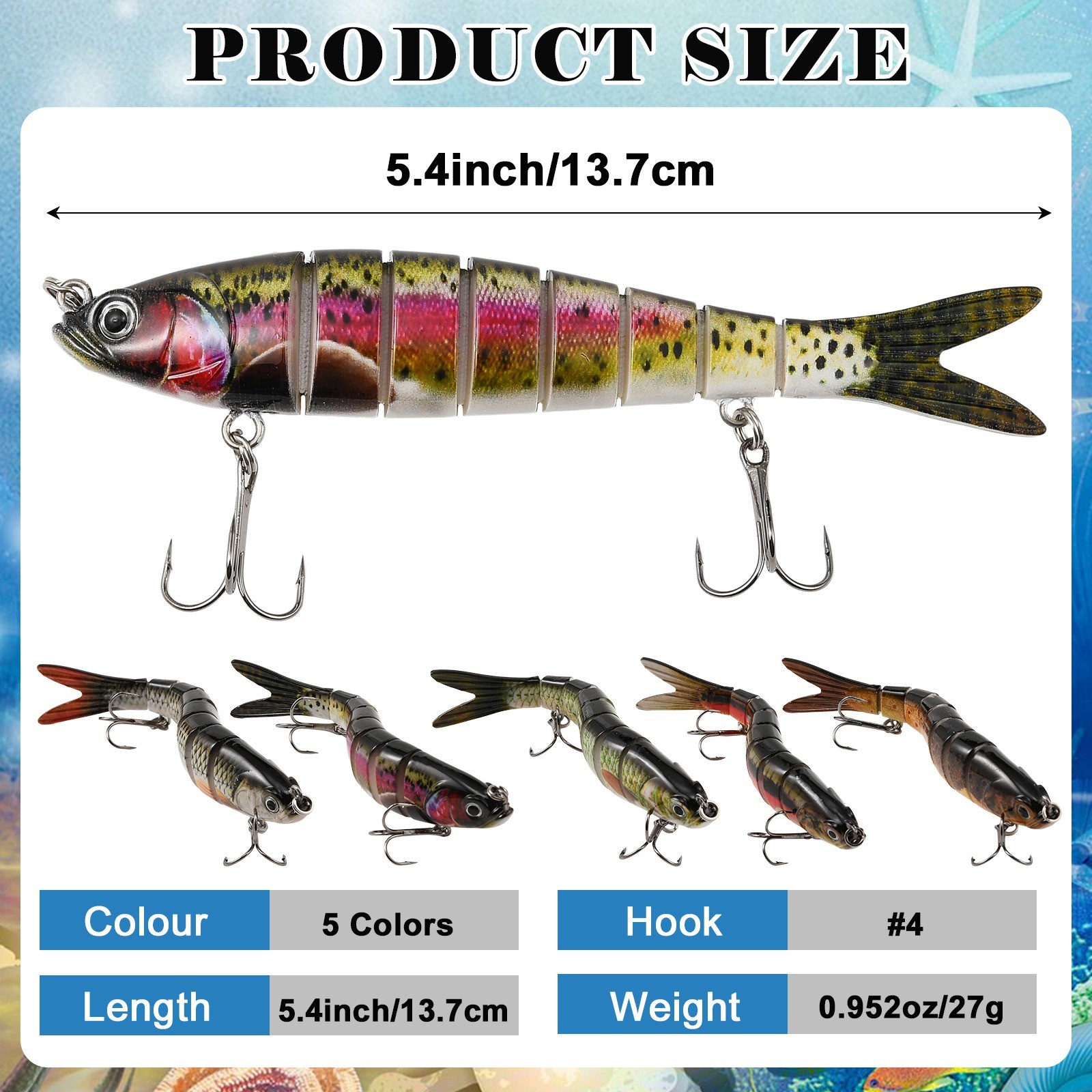 5pcs 3D Fish Sharp Hooks Lifelike Fishing Lures Multi-Jointed Swimbait for Bass - Image 3