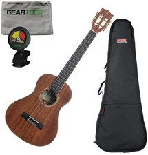 Kala KA-AMHG-ST All Solid Mahogany Tenor XL Ukulele, Natural w/ Bag, Cloth, and