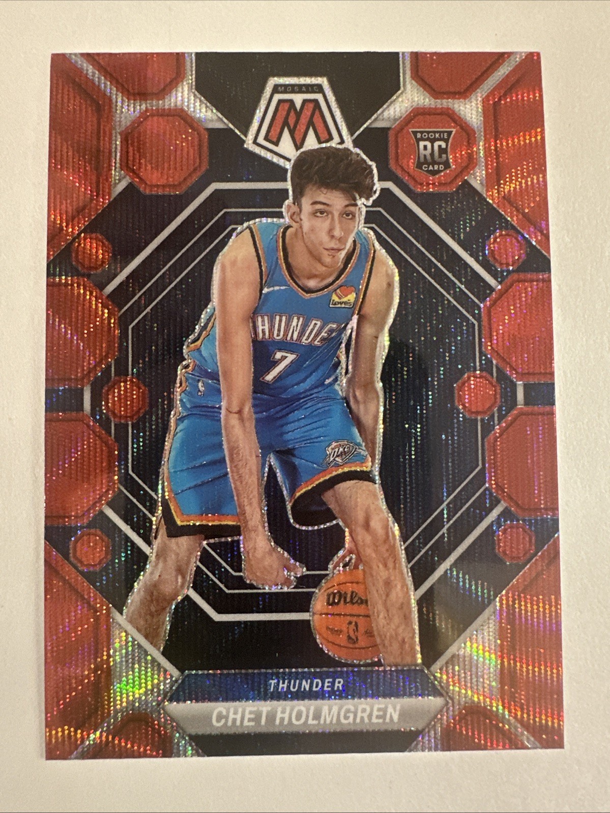 2022-23 Panini Mosaic Chet Holmgren #236 Red Wave Prizm RC Thunder - TCCCX