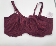 Auden Women's Unlined Lace Balconette Underwire Bra Berry Red
