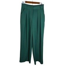 Nasty Gal Wide Leg Pants Size 4 Green High Waist Trousers Workwear Chic
