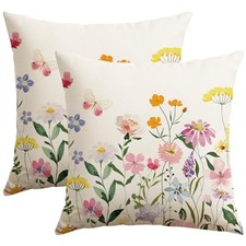 Spring Summer Floral Throw Pillow Covers 18x18 18x18 Pack of 2