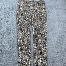 Chicos Ponte Leggings Pants Womens M/8 Chicos Sz 1 Animal Print Beige Black