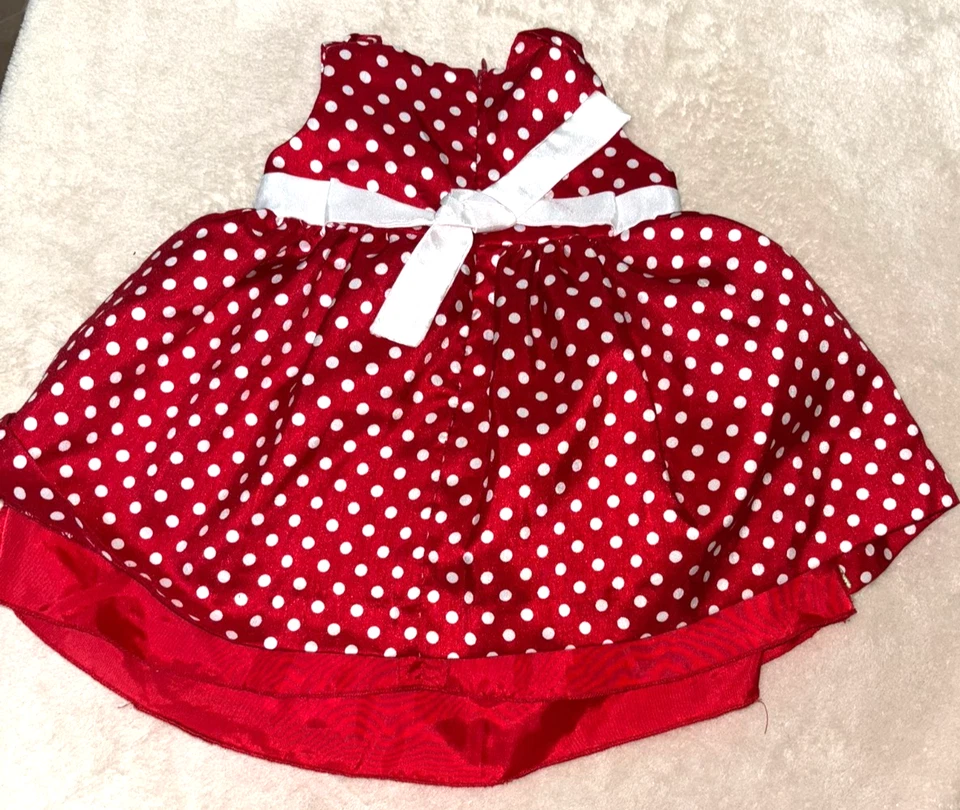 Niñas 6M Vestido Princesa Americana Fiesta de San Valentín Rojo Blanco Lunares Blanco Flor Foto 2 de 4
