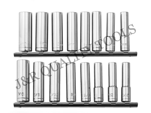 18PC 1/4 Dr Drive SAE Standard & MM Metric Deep Deepwell Hand Socket Set (6- - Picture 2 of 4