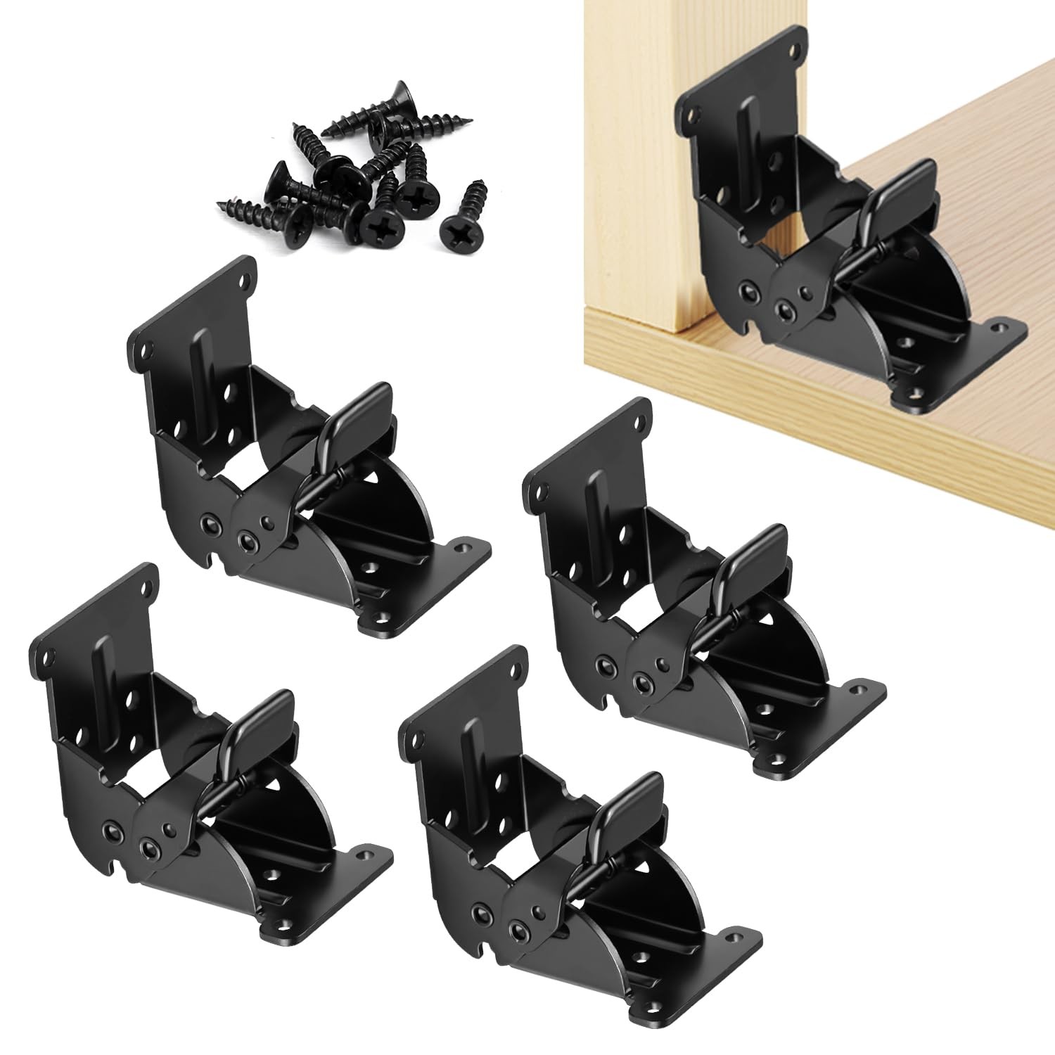 4 Pack Folding Brackets, Self-Lock Hinge with Screws for Fol