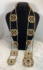 Vintage Couture Gold Tone Red Glass Link Chain Belt Chanel? As Is