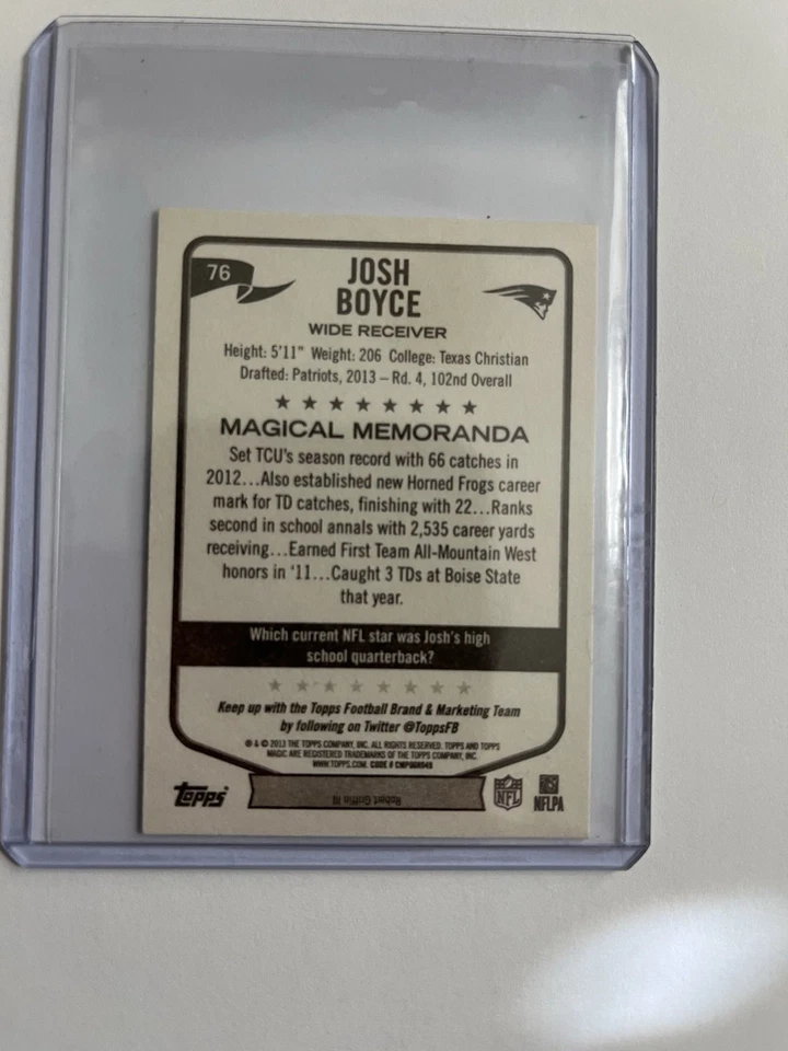 2013 Topps Magic Rookie Black Border Mini Josh Boyce - Image 2 of 2