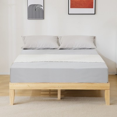 Queen Pine Wood Bed Frame, Painted Original Wood Color, 202x151x30.5cm