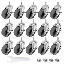 Caster Wheels, 3" Locking Swivel Stem Casters Set with Brake of 16, Grey 