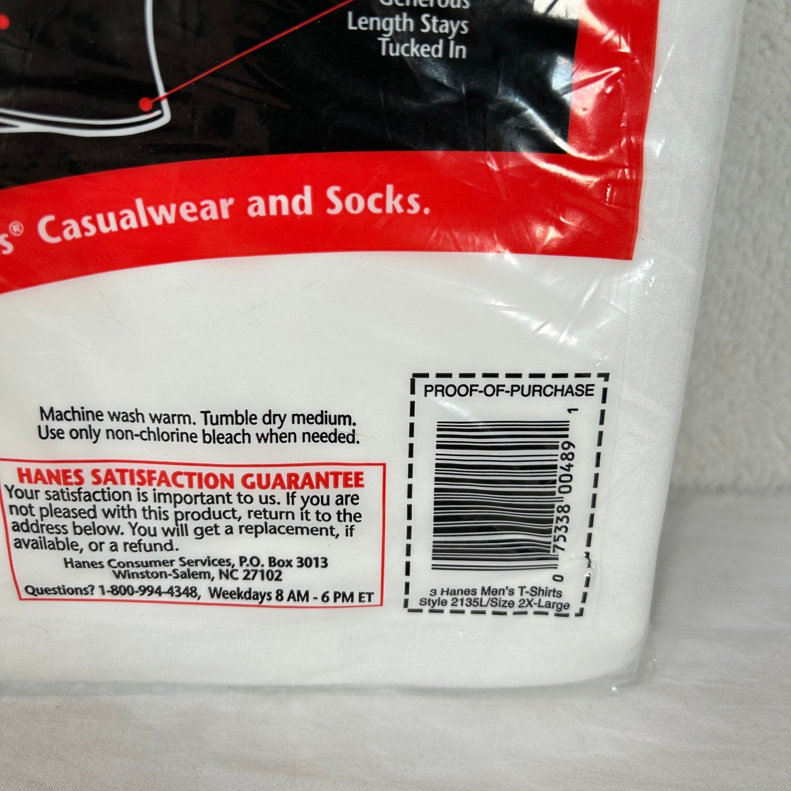 Vintage 1997 Hanes Tall Mens 2XL White Crew Neck T-Shirts 3 Pack 100percent Cotton NEW image 4