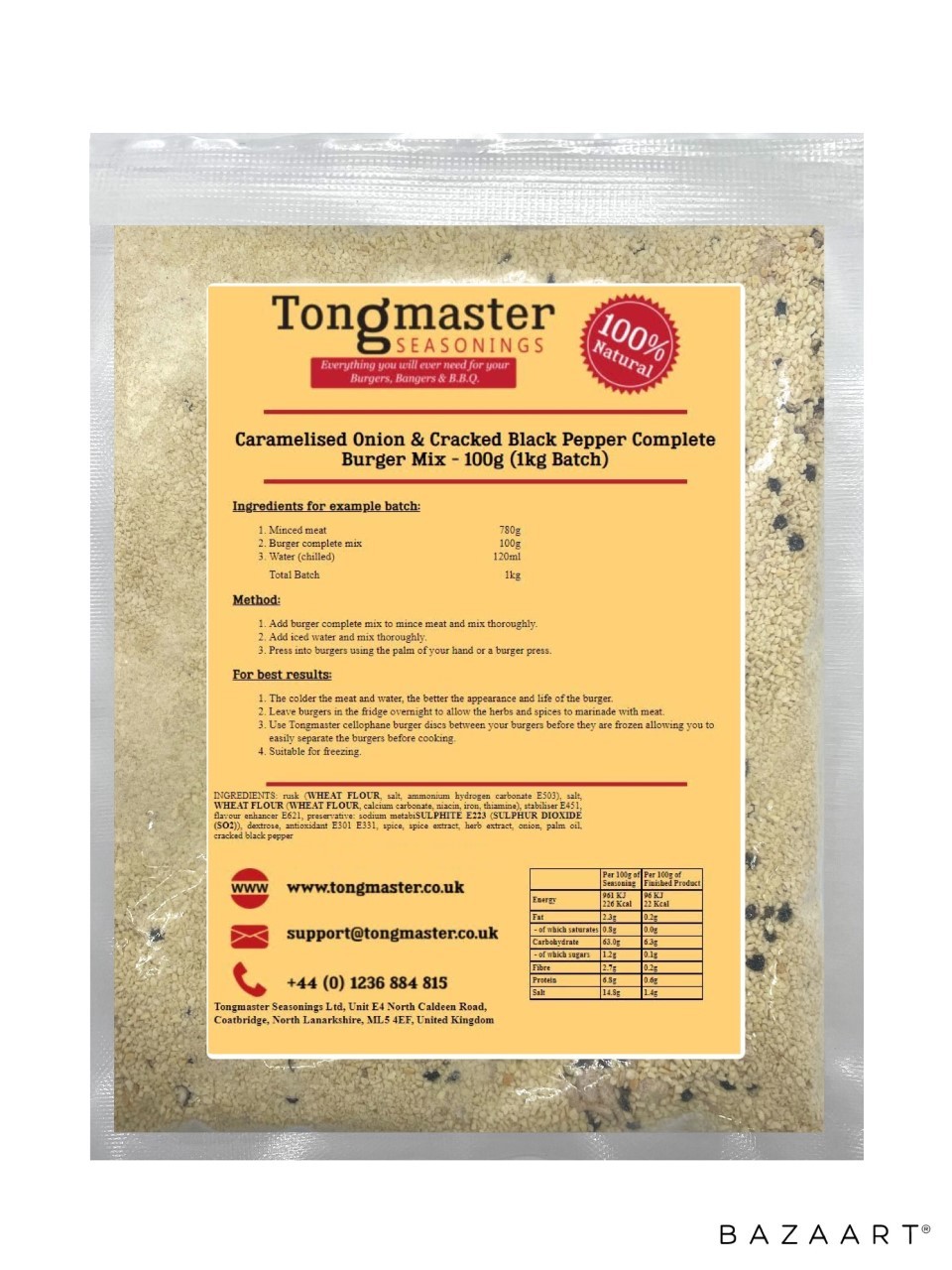 Caramelised Onion & Cracked Black Pepper Complete Burger Mix - 100g