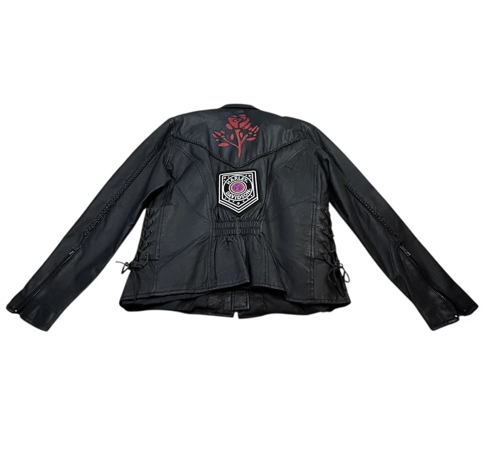 VTG Leather Biker Jacket Roses Harley 44 Inch Bust Women’s XL-XXL - Image 4 of 4