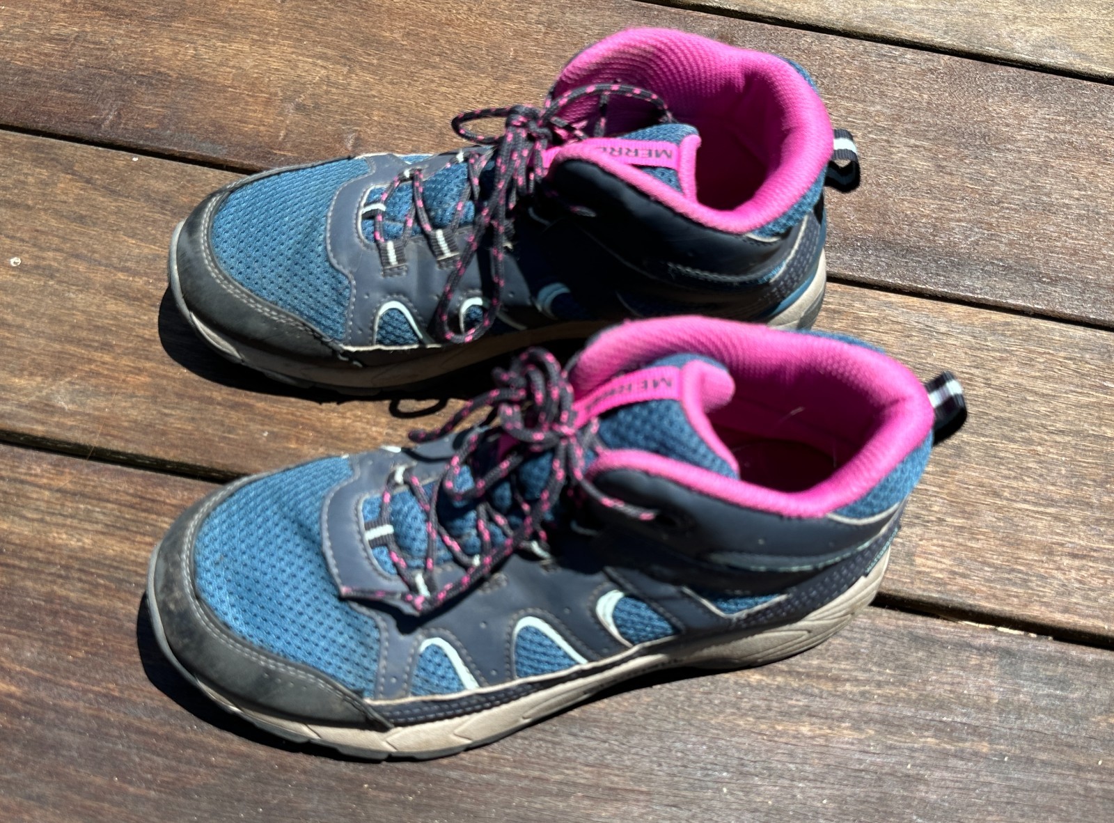 Stivali MERRELL impermeabili ragazza unisex taglia 4 5 M rosa blu escursionismo outdoor trail