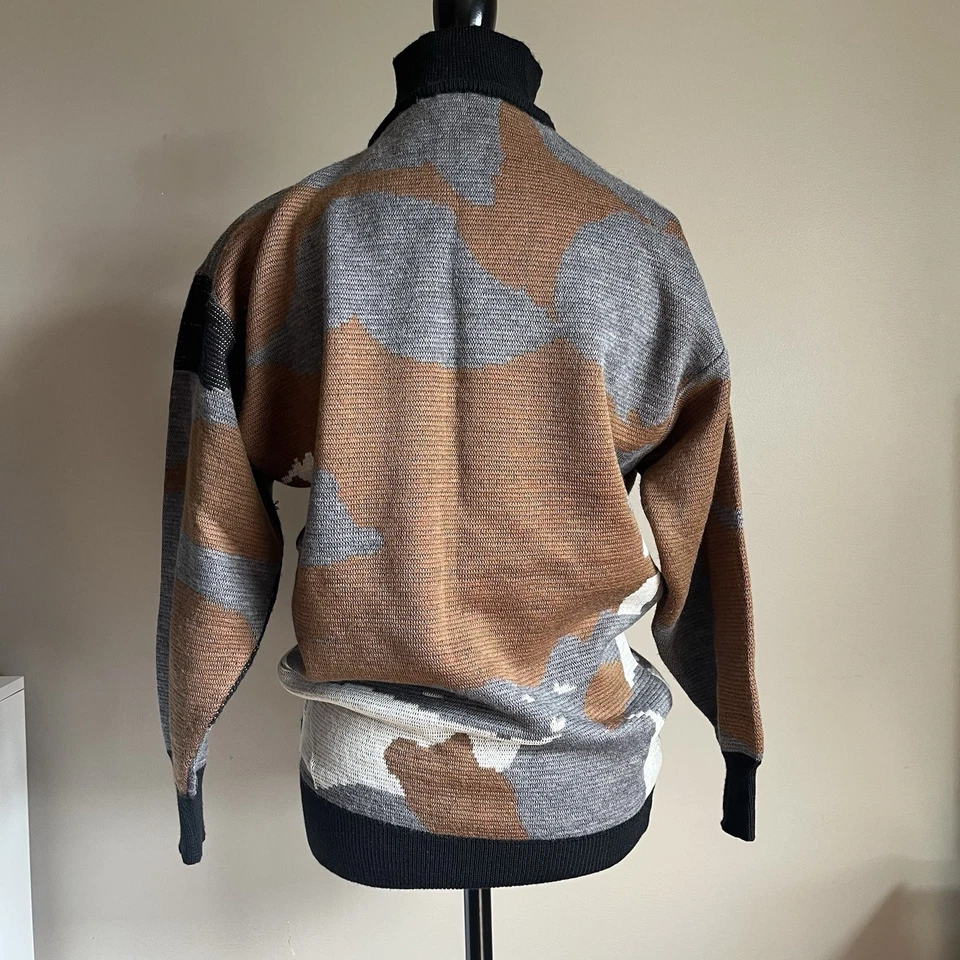 复古 80 年代 Mondi 德国抽象图形毛衣 尺寸 L 独立艺术包豪斯 — 第 4/4 张图片