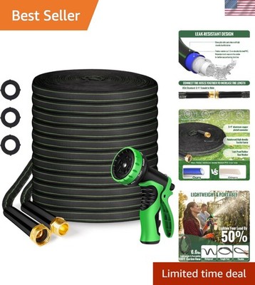 100ft Durable PVC Water Hose - Kink-Free, Lightweight Fabric & Aluminum Fittings