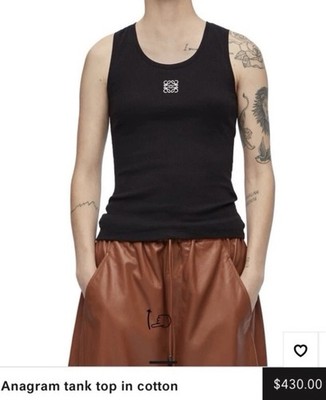 Loewe Ribbed Anagram Logo Tank Top Black White Embroidered Large L