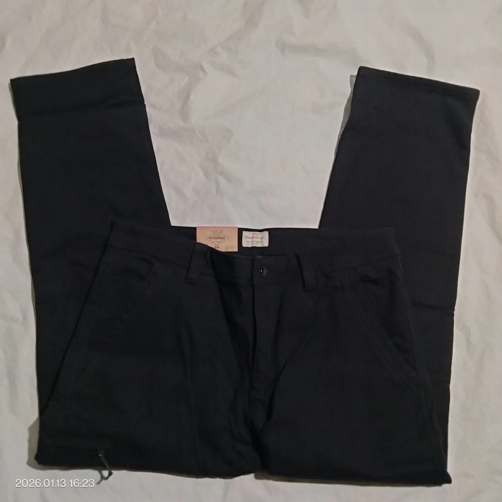 Weatherproof Vintage Men Fleece Lined Canvas Pant Utility Bonded Black 34X30 NWT