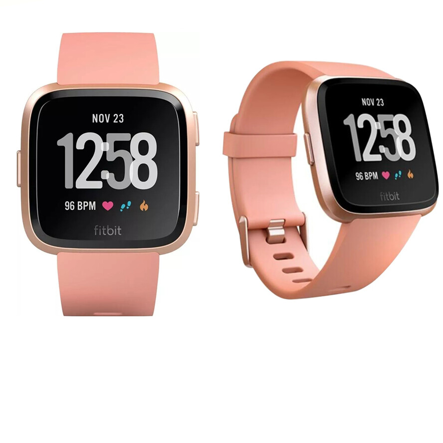 Fitbit Versa Peach Rose Gold Smartwatch with S & L Bands-image