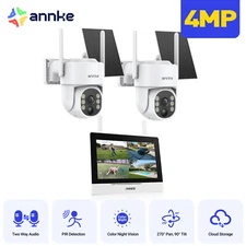 ANNKE Wireless 7" Monitor 4MP PT Security Camera System Solar Battery 2 Way Talk