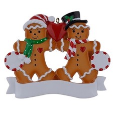 Family of 2 Gingerbread Couple Christmas Ornament Personalized Christmas Keep...