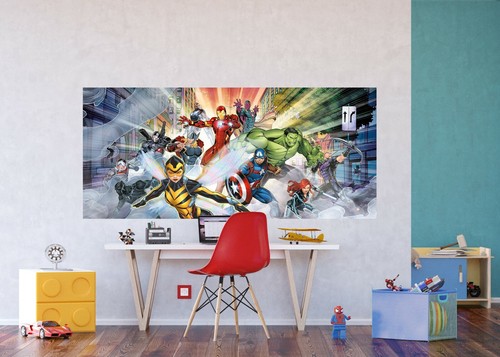 202x90cm Wall mural wallpaper Avengers children bedroom Marvel panoramic decor - Picture 2 of 2